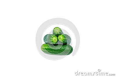 Four cucumbers on white background Stock Photo