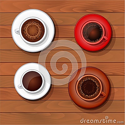 Four cups of coffee Vector Illustration