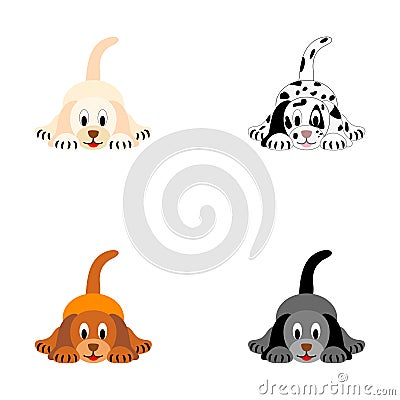 Four cute puppies Vector Illustration