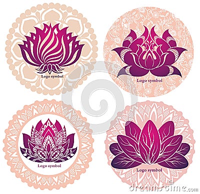 Four decorative lotuses symbol Vector Illustration