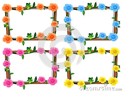 Four design of frames with flowers