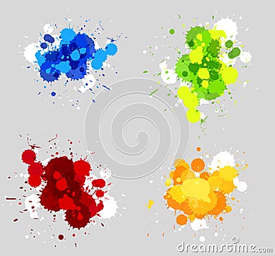 Four designs of acrylic splashes in four colors Vector Illustration