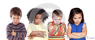 Four different angry children Stock Photo