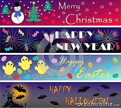 Four different banners Vector Illustration