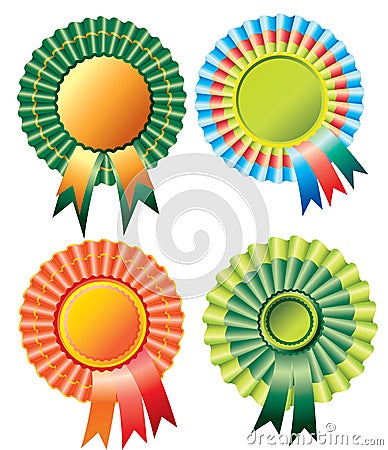 Four different rosette ribbon Stock Photo