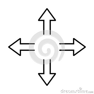 Four-direction arrow icon design in linear style. Vector Illustration
