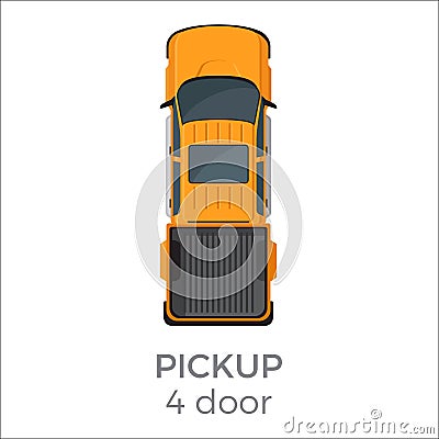 Four Door Pickup Top View Flat Vector Icon Vector Illustration