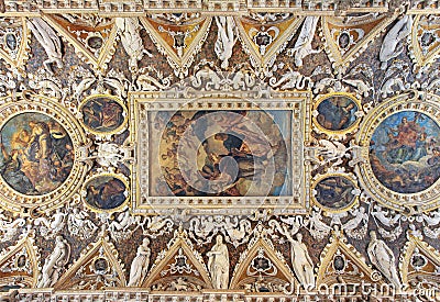 The Four Doors Room ceiling, Doge Palace, Italy Editorial Stock Photo