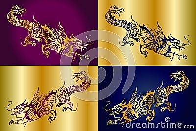 Four chinese dragons Vector Illustration