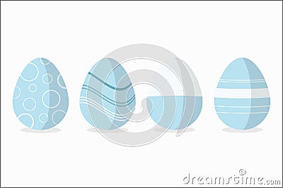 Four easter egg designs in blue Stock Photo