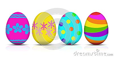 Four Easter eggs illustration on white background Cartoon Illustration