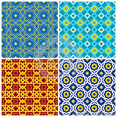 Four eastern geometric ornaments Vector Illustration