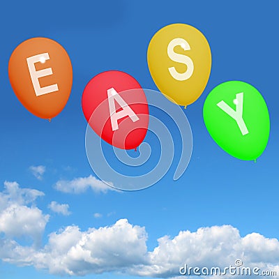 Four Easy Balloons Show Simple Promos and Convenient Buying Options Stock Photo