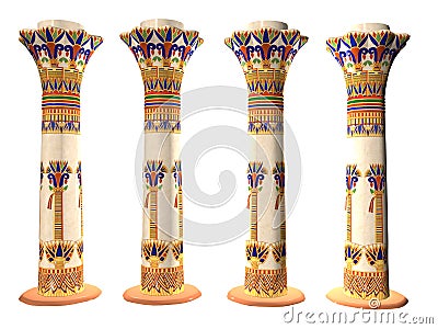 Four Egyptian Pillars Stock Photo