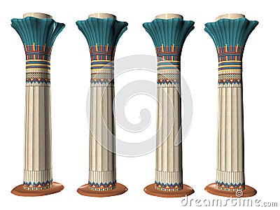 Four Egyptian Pillers Three Stock Photo