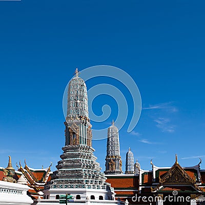 Four of Eight Tile Chedis in Wat Phra Kaew Stock Photo