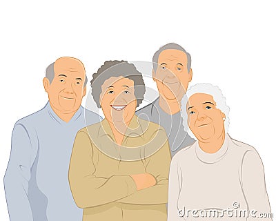 Four elderly people Vector Illustration