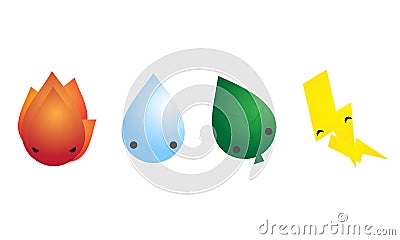 Four Element cute mascot Vector Illustration