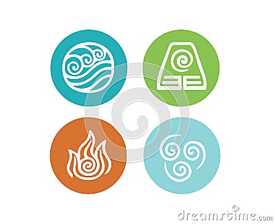 Four element icon set on white background Stock Photo