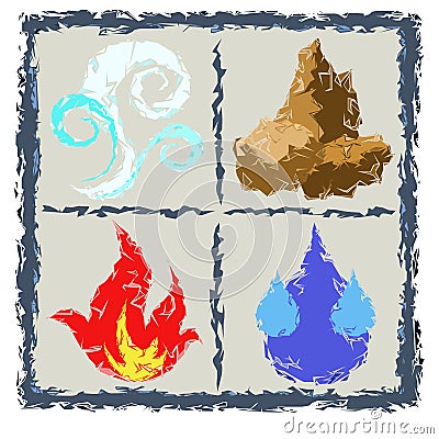 Four elements of the elements. air, water, fire, earth Stock Photo