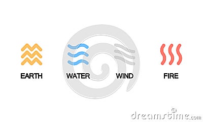 Four elements icon. Earth, water, wind and fire. Vector on isolated white background. EPS 10 Vector Illustration