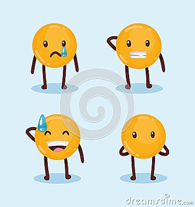 four emoticons characters icons Vector Illustration