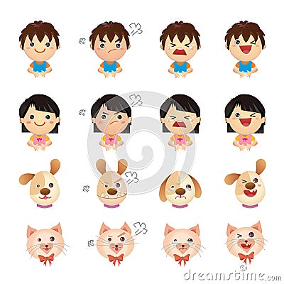 Four emotions Vector Illustration