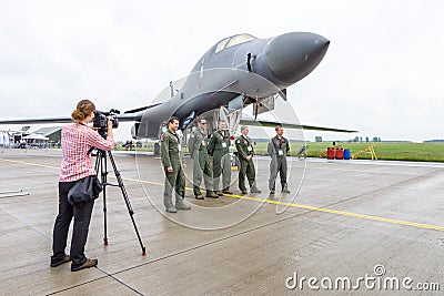 A four-engine supersonic variable-sweep wing, jet-powered heavy strategic bomber Rockwell B-1B Lancer. Editorial Stock Photo