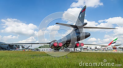 A four-engine supersonic variable-sweep wing, jet-powered heavy strategic bomber Rockwell B-1B Lancer. Editorial Stock Photo