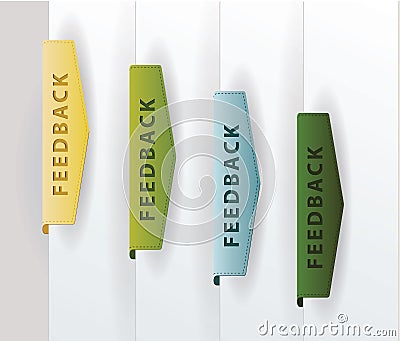 Four feedback buttons. Colorfully ribbons in modern design. Four Vector Illustration