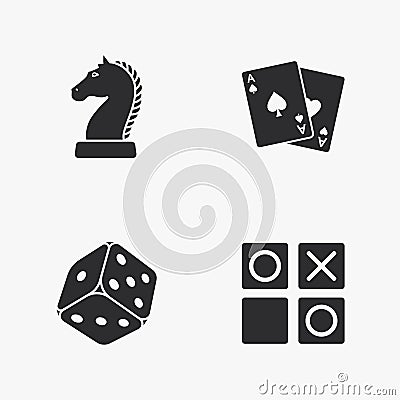 Four flat game icons Vector Illustration