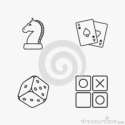 Four flat game icons Vector Illustration