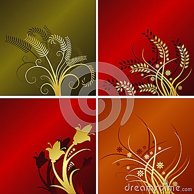 Four floral backgrounds Vector Illustration