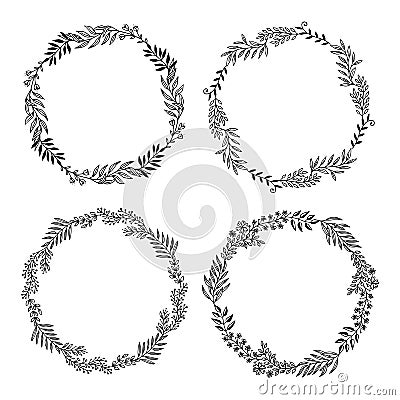 Four floral wreaths Vector Illustration