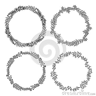 Four floral wreaths Vector Illustration