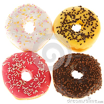 Four fresh donuts Stock Photo