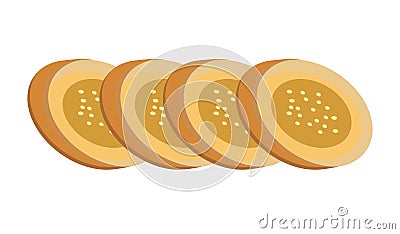 Four freshly baked sconces on the bakery counter Vector Illustration