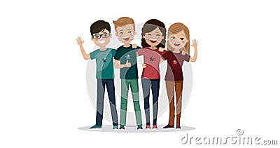 Four Friends Hugged Together. Youth People Animation Stock Footage - Video  of girl, video: 201176290