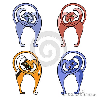 Four funny colorful cats Vector Illustration