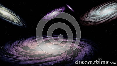 four Galaxy in deep space, beauty of universe, cloud of star, 3d rendering. Stock Photo