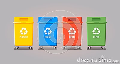 Four garbage containers Vector Illustration