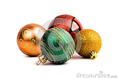 Four glass christmas balls Stock Photo