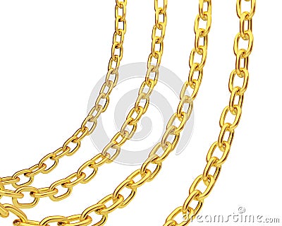 Four gold chains Stock Photo