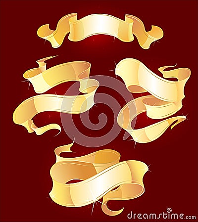 Four gold ribbons Vector Illustration