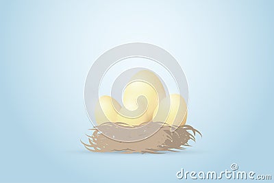 Four golden eggs in the nest, investment and business concept Vector Illustration