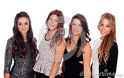 Four good friends with elegant dresses Stock Photo