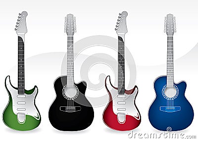 Four Guitars Vector Illustration