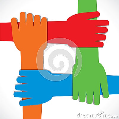 Four hand join each other Vector Illustration