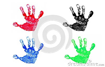 Four Hand Prints Stock Photo