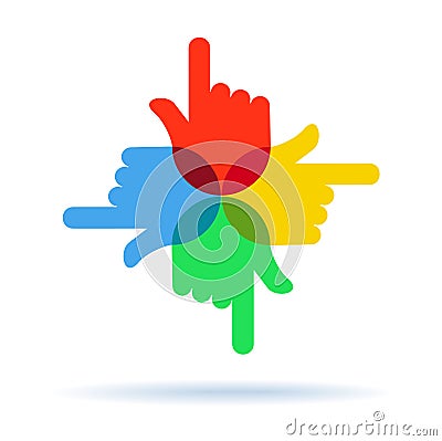 Four hands with pointing finger Vector Illustration